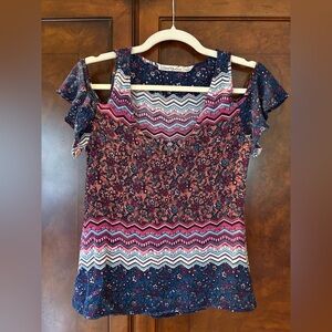 Liberty Love Women's Navy and Pink Patterned Blouse